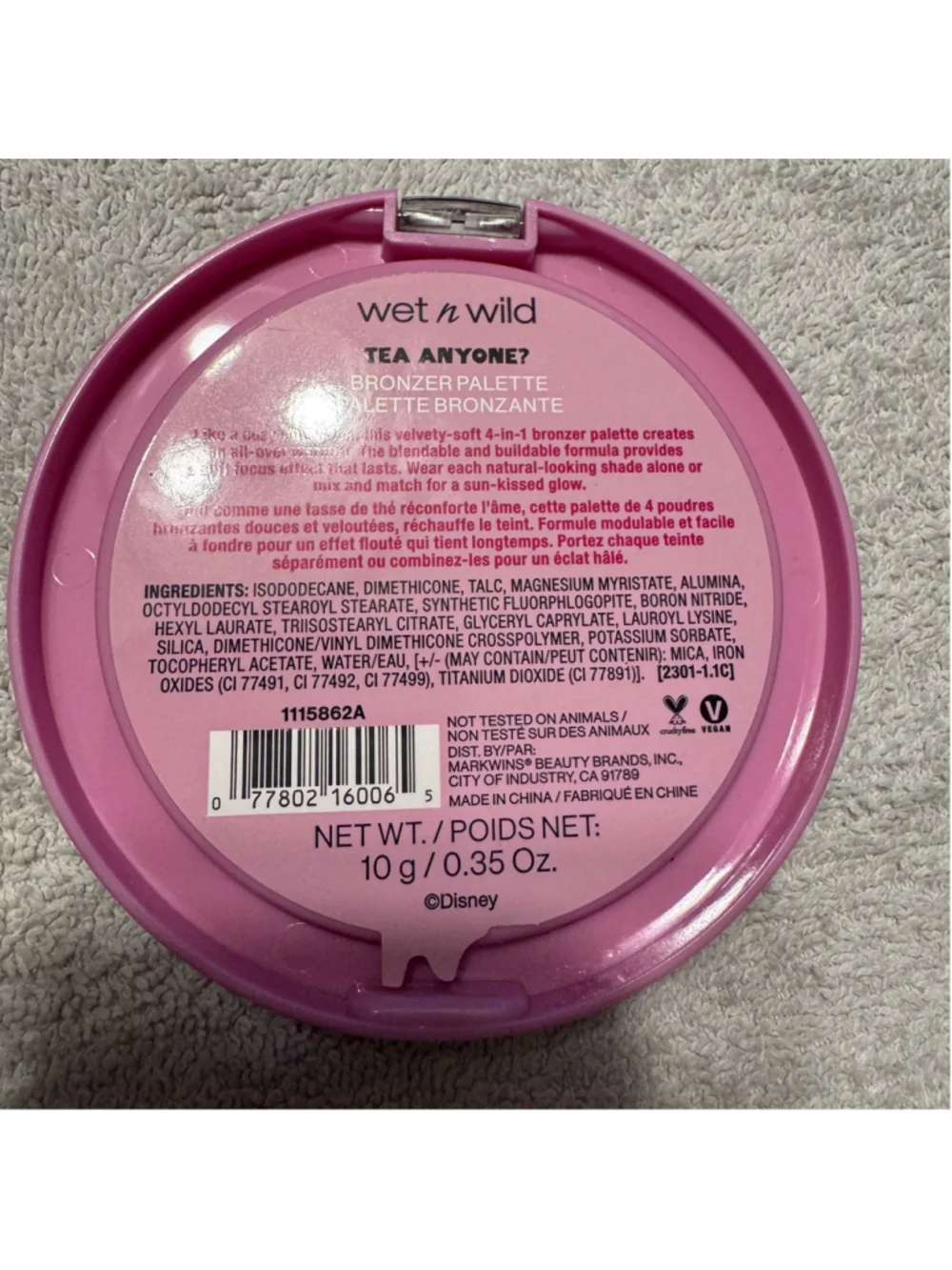 Wet n Wild Disney Alice in Wonderland Tea Anyone? Bronzer Palette LE Used
